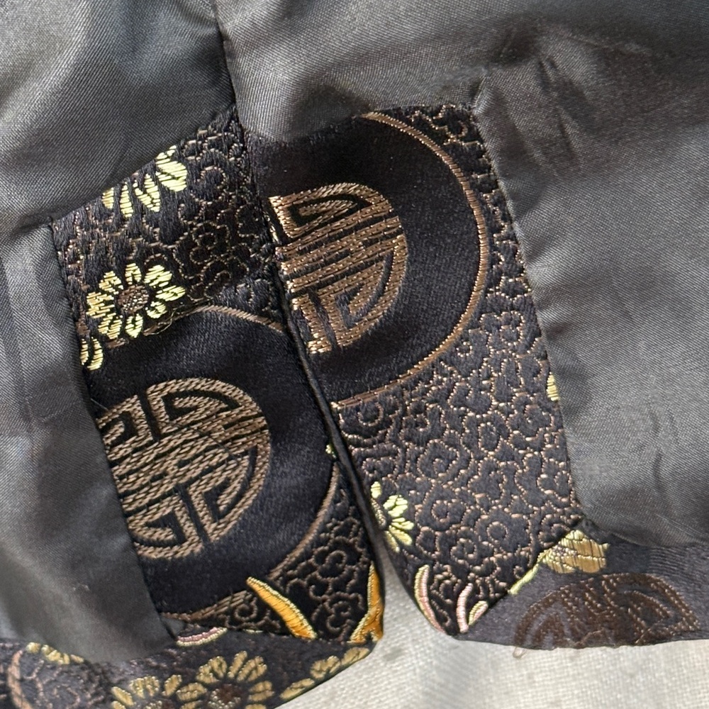 Vintage Asian brocade mandarin collar side slit’s reversible cocktail jacket - Picture 5 of 15
